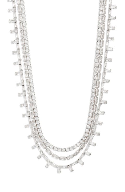 Cubic Zirconia Triple Strand Necklace