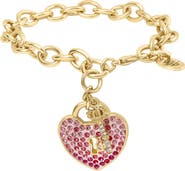 Juicy Couture Heart Padlock and Key Charm Bracelet, Ombre Pink Crystals