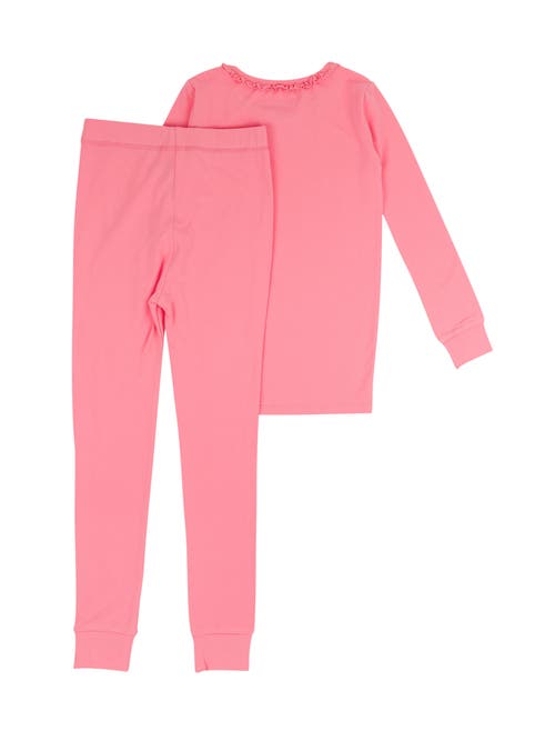Rufflebutts Modal Blend Girls Ruffle Long Sleeve Pajama Set In Bubblegum Pink