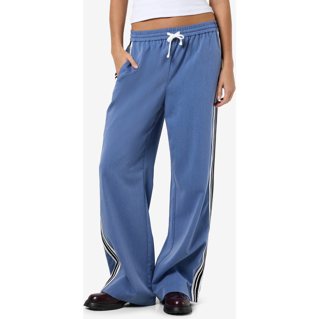 Shop Noisy May Jess Side Stripe Wide Leg Pants In Dutch Blue Detail Me
