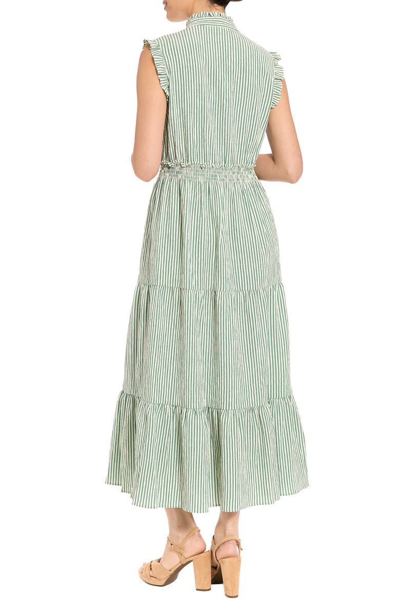 London Times Stripe Ruffle Sleeveless Tiered Maxi Dress, Alternate, color, Aventurine