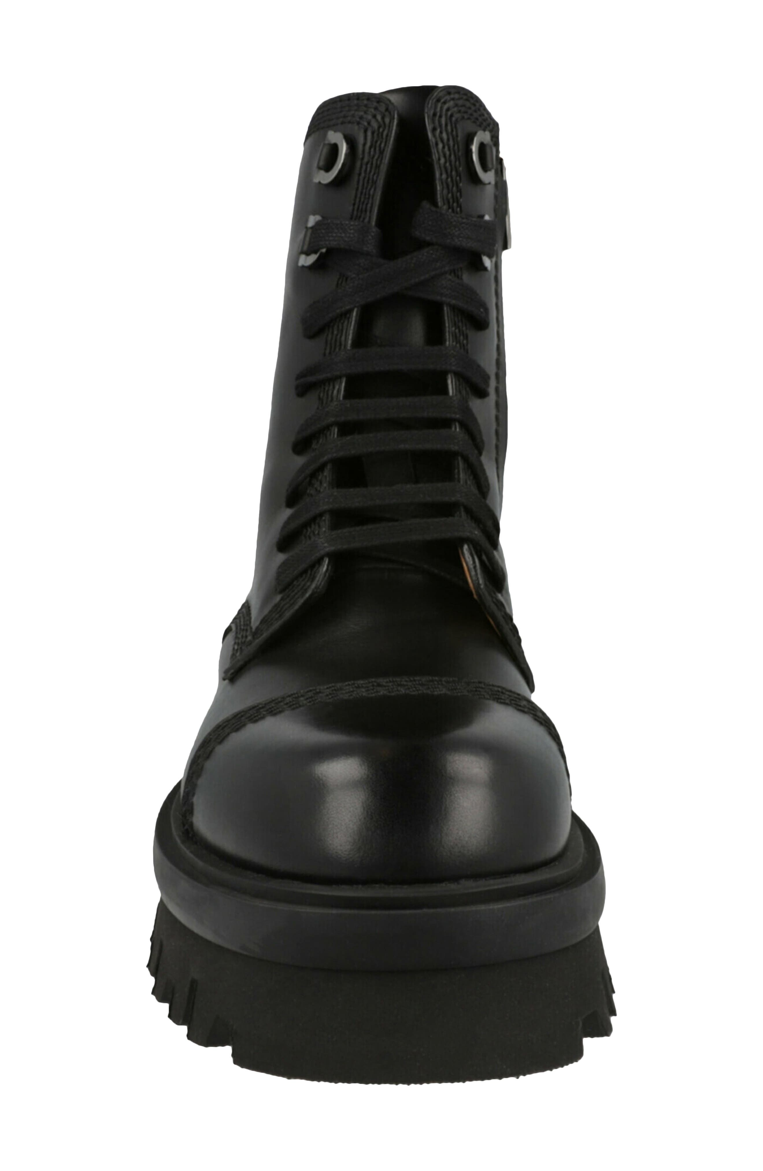 FERRAGAMO Faraway Lug Sole Combat Boot, Alternate, color, Black