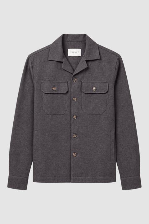 Men's Regular-fit Camp Collar Overshirt Jacket