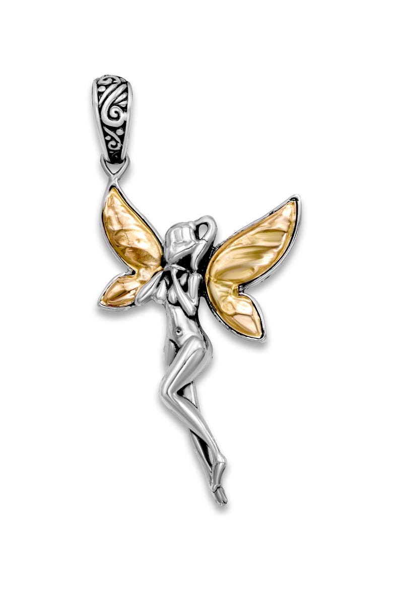 Sterling Silver & 18K Gold Fairie Pendant, Main, color, SILVER AND GOLD