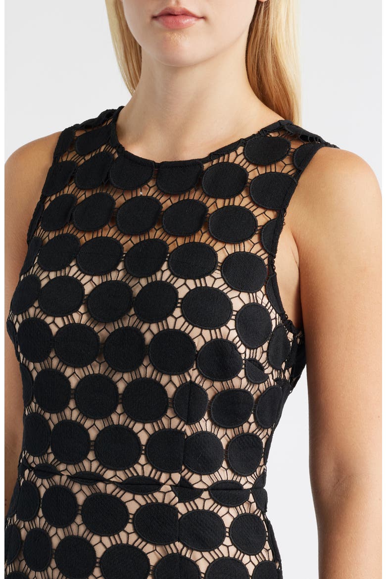 Polka Dot Lace Midi Dress, Alternate, color, BLACK