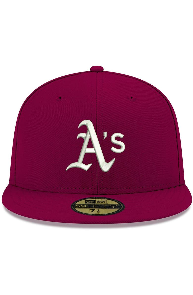 New Era Men's New Era Cardinal Oakland Athletics White Logo 59FIFTY Fitted Hat, Alternate, color, 