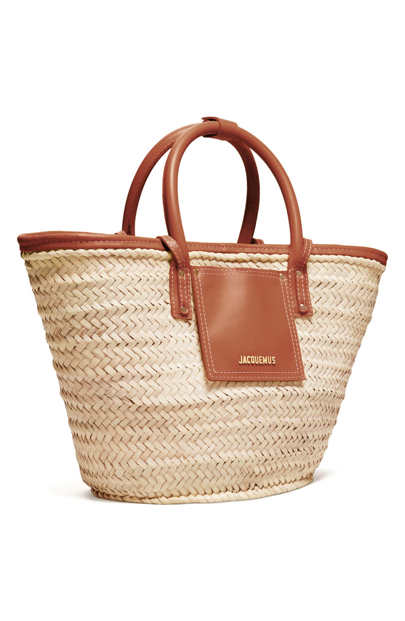 Jacquemus Le Panier Soli Woven Palm Basket Bag, Alternate, color, 