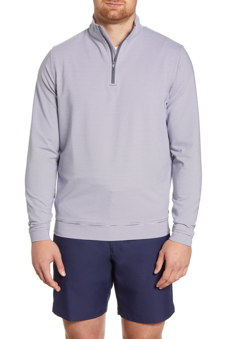 Perth Stripe Quarter Zip Performance Pullover, Main, color, IRON/WHITE