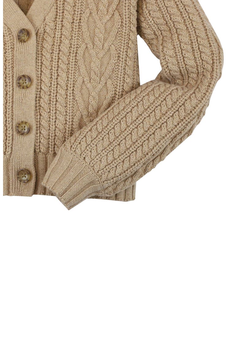 Baby Girls' Chunky Cable Cardigan, Infant, Alternate, color, Camel Heather Heart Cable