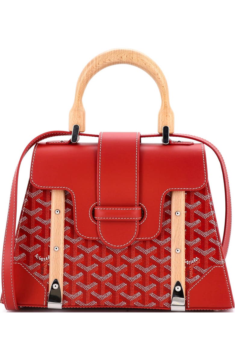 Pre-Owned Goyard Saigon Top Handle Bag Coated Canvas with Leather PM, Main, color, Red