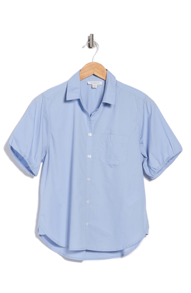 beachlunchlounge Corey Short Sleeve Cotton Button-Up Shirt, Alternate, color, Misty Blue