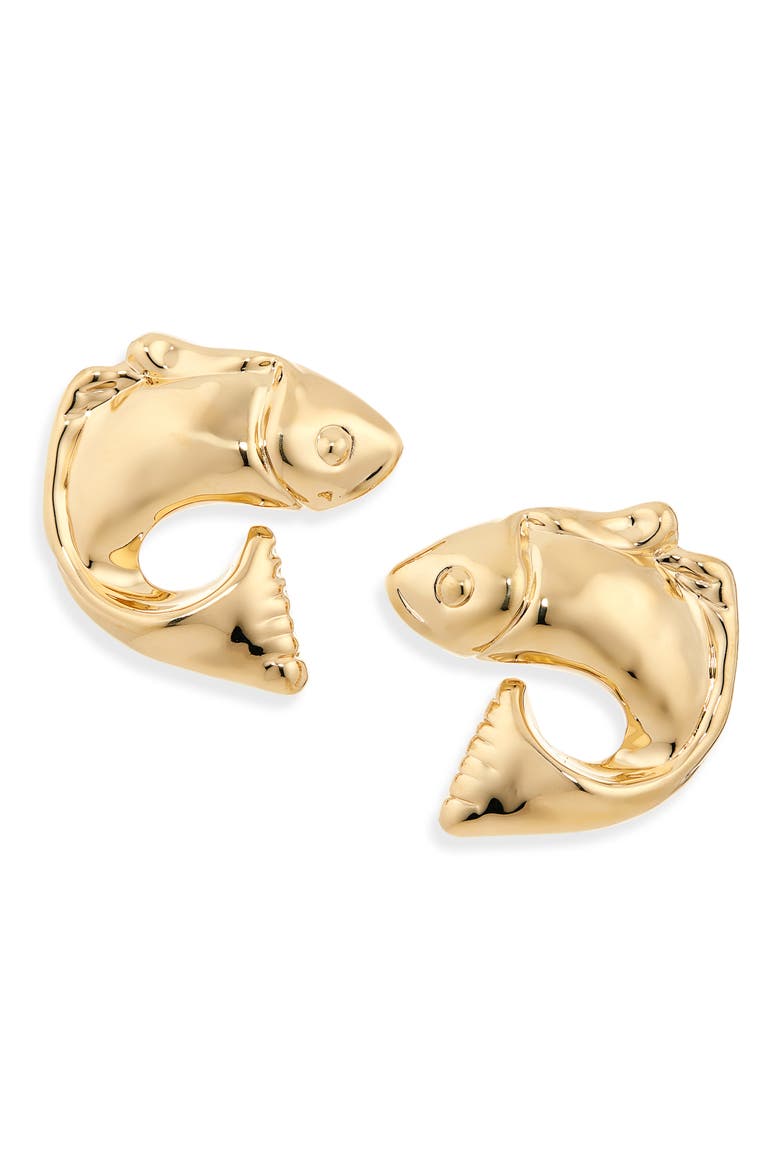 The Poisson Stud Earrings, Main, color, GOLD 280