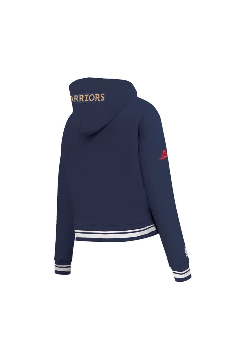 PRO STANDARD Women's Pro Standard Navy Golden State Warriors 2024/25 City Edition Chenille Applique Cropped Pullover Hoodie, Alternate, color, 