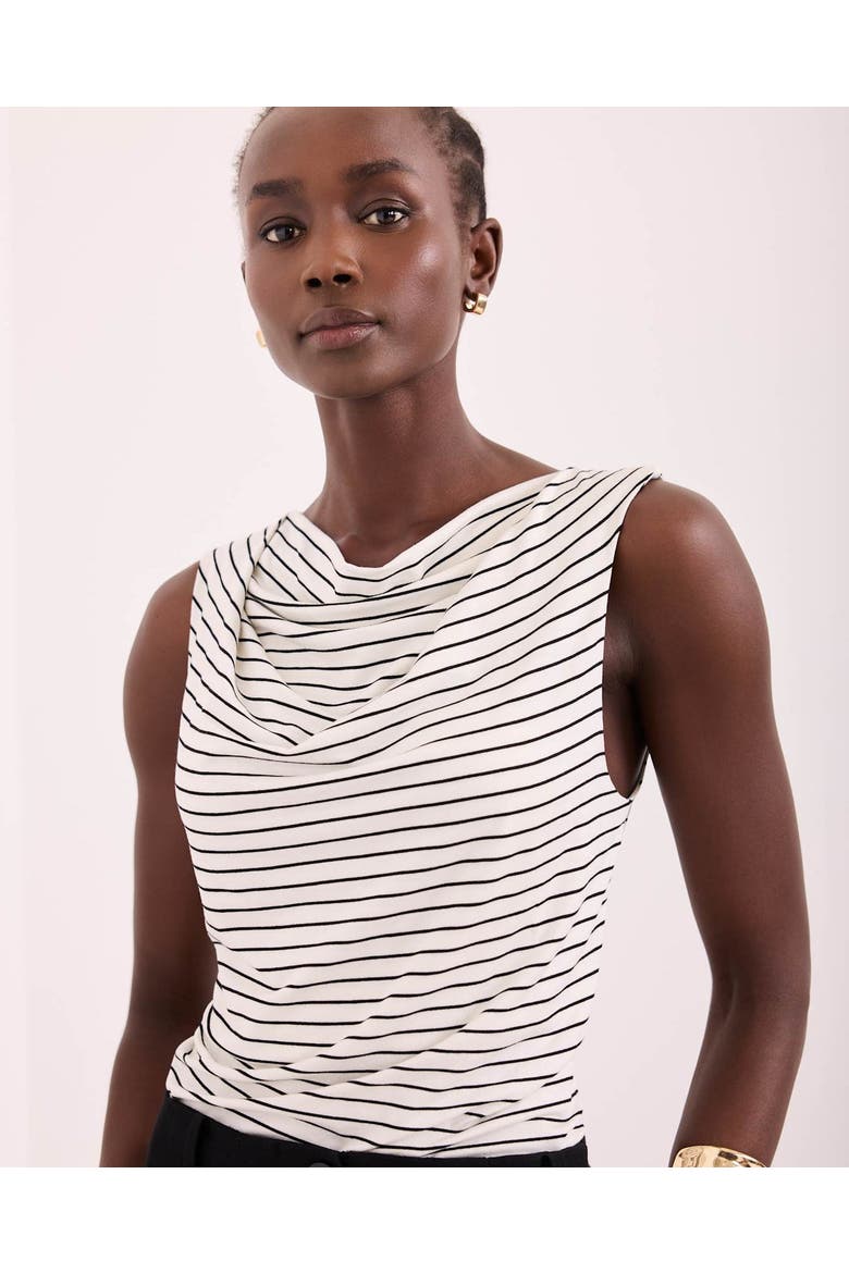 Stripe Cowl Neck Top, Alternate, color, Ivory