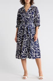 SANDRA DARREN Floral Midi Shirtdress