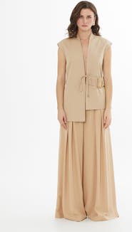 Gizia Beige Buckle Detail Vest