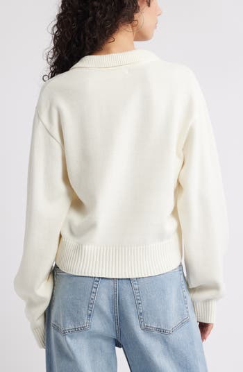 Preppy Jacquard Johnny Collar Sweater