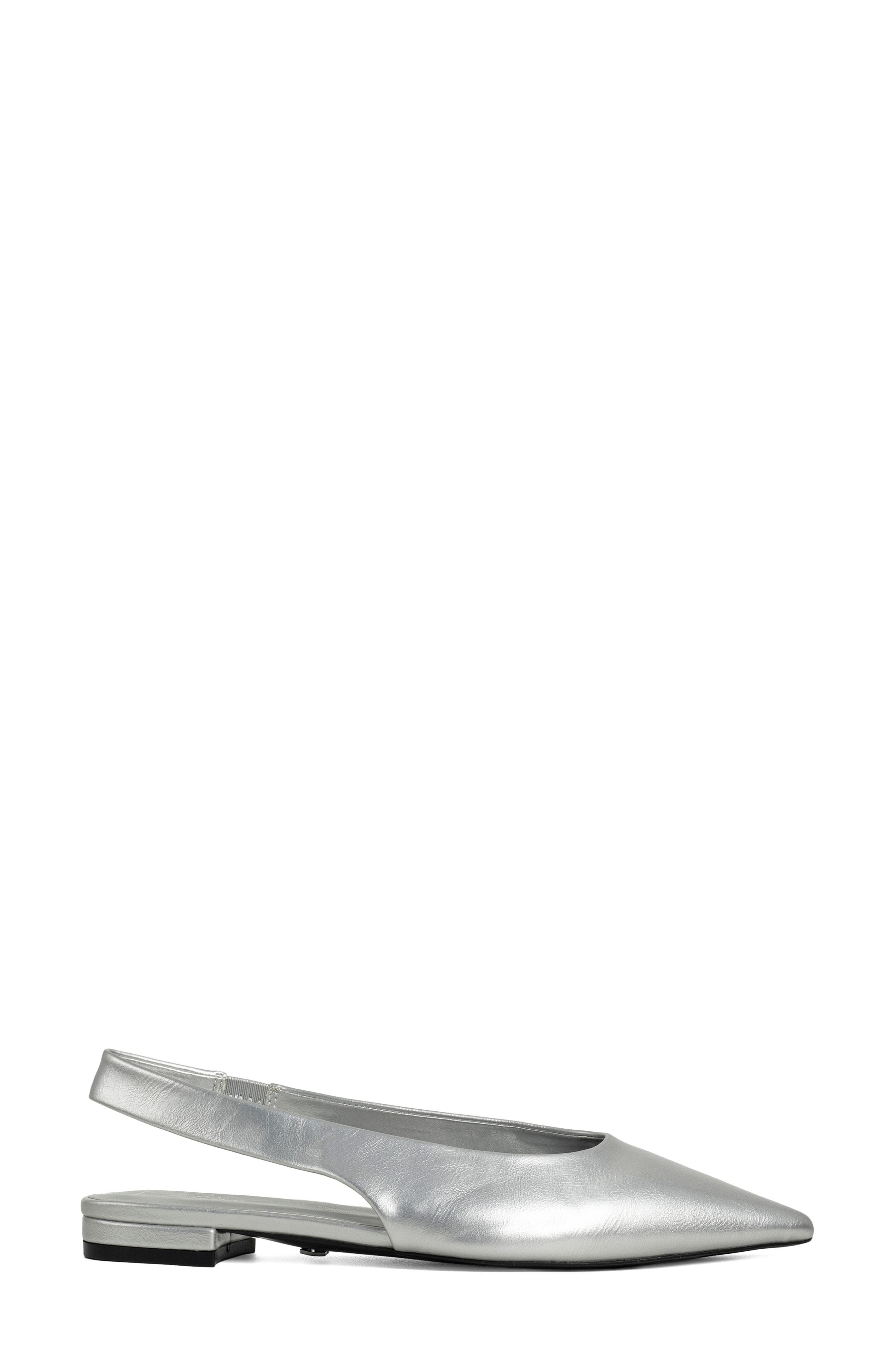 SHUSHOP Amelia Slingback Flat, Alternate, color, Silver