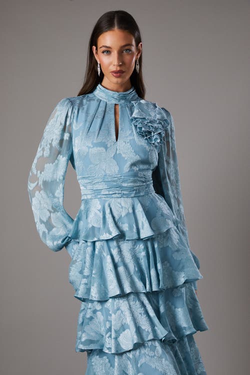 Coast Jacquard Tiered Maxi Dress In Blue