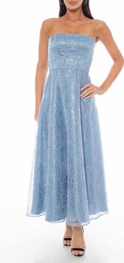 Oleg Cassini Embroidered Sequin Strapless Dress