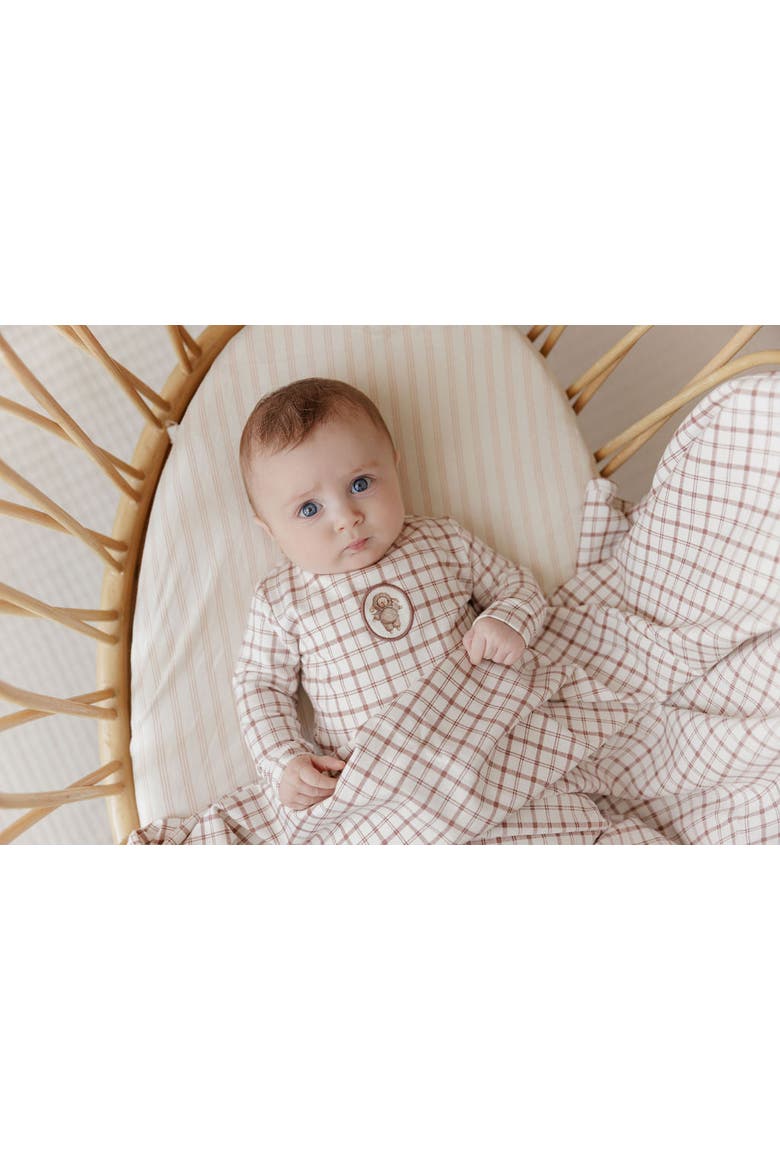 Modal French Terry Plaid Sheep Collection - Footie, Alternate, color, Mauve