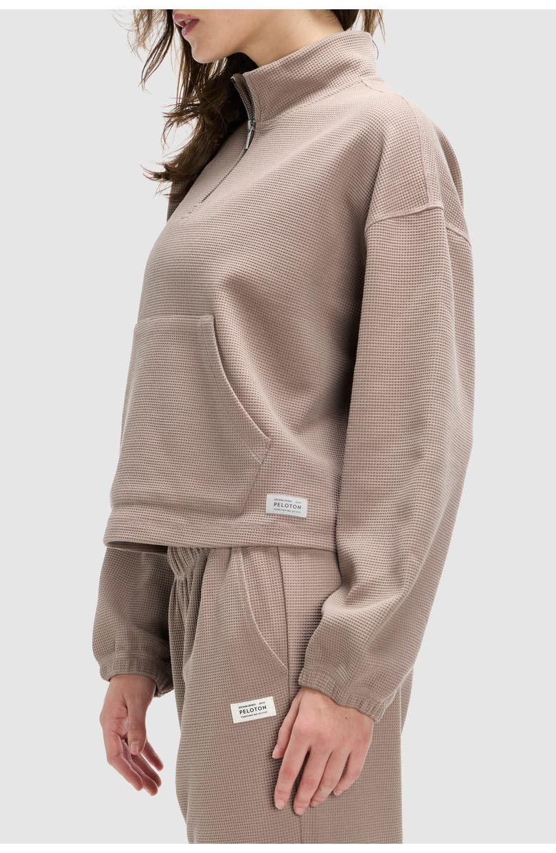 Peloton Waffle Mock Neck 1/2 Zip, Alternate, color, Taupe Grey