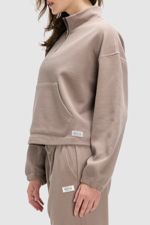 Peloton Waffle Mock Neck 1/2 Zip In Taupe Grey