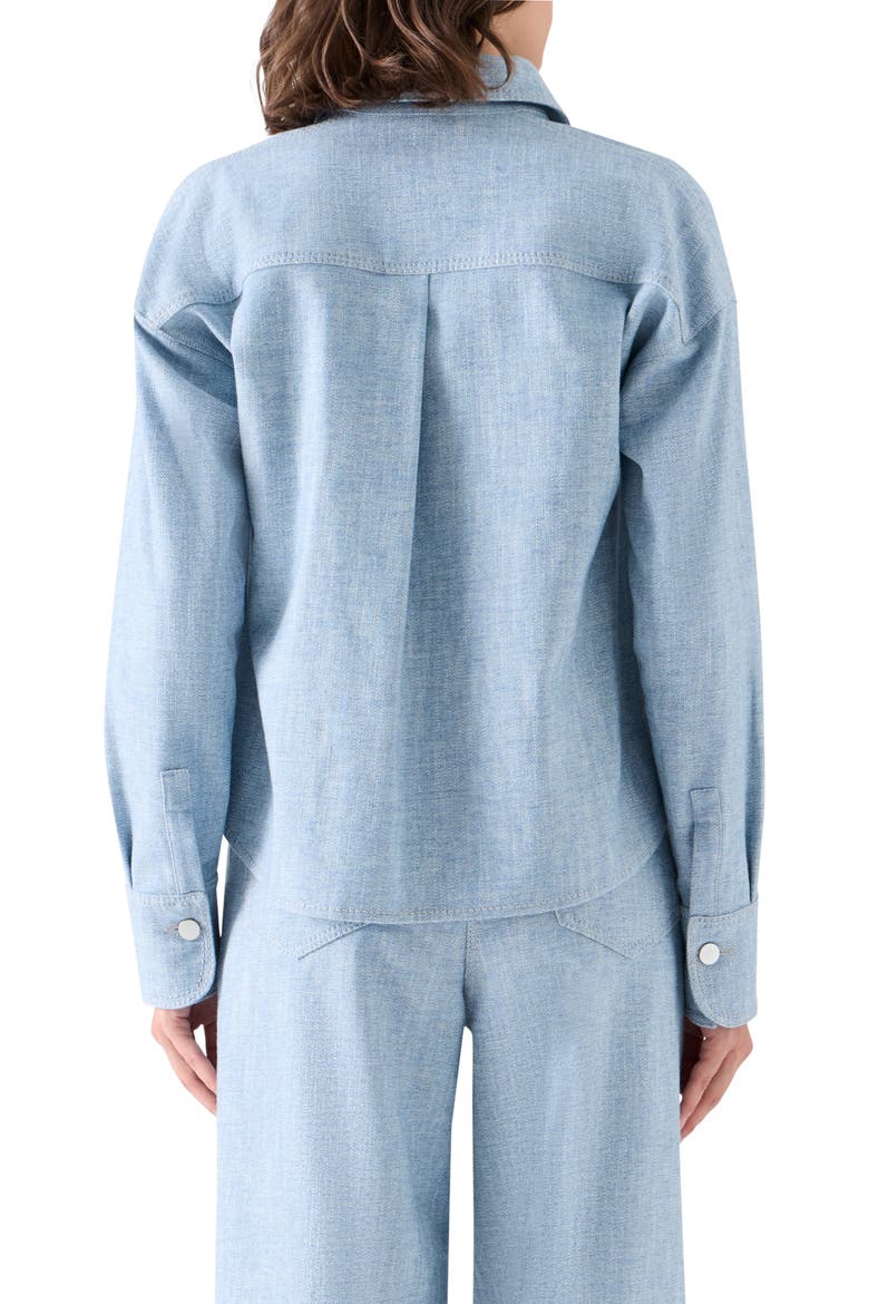 Cropped Cotton Denim Shirt, Alternate, color, LIGHT BLUE