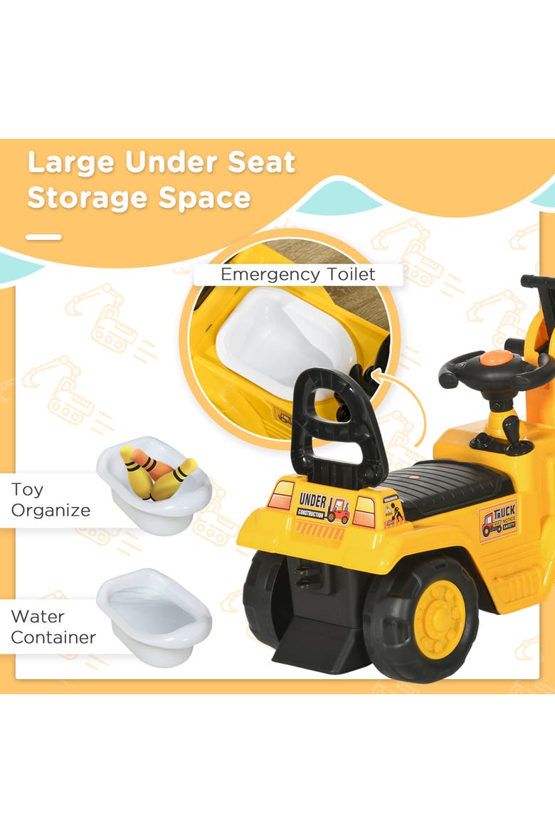 Kids Digger Ride-On with Horn & Storage, Alternate, color, Yellow