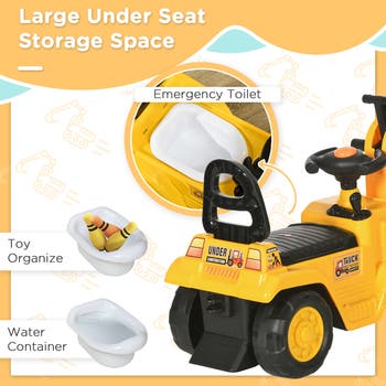 Kids Digger Ride-On with Horn & Storage