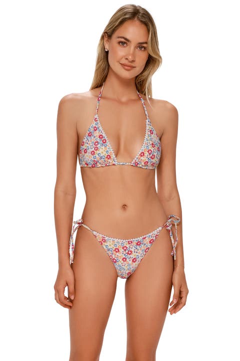 Pom Pom Triangle Bikini Swimsuit Top