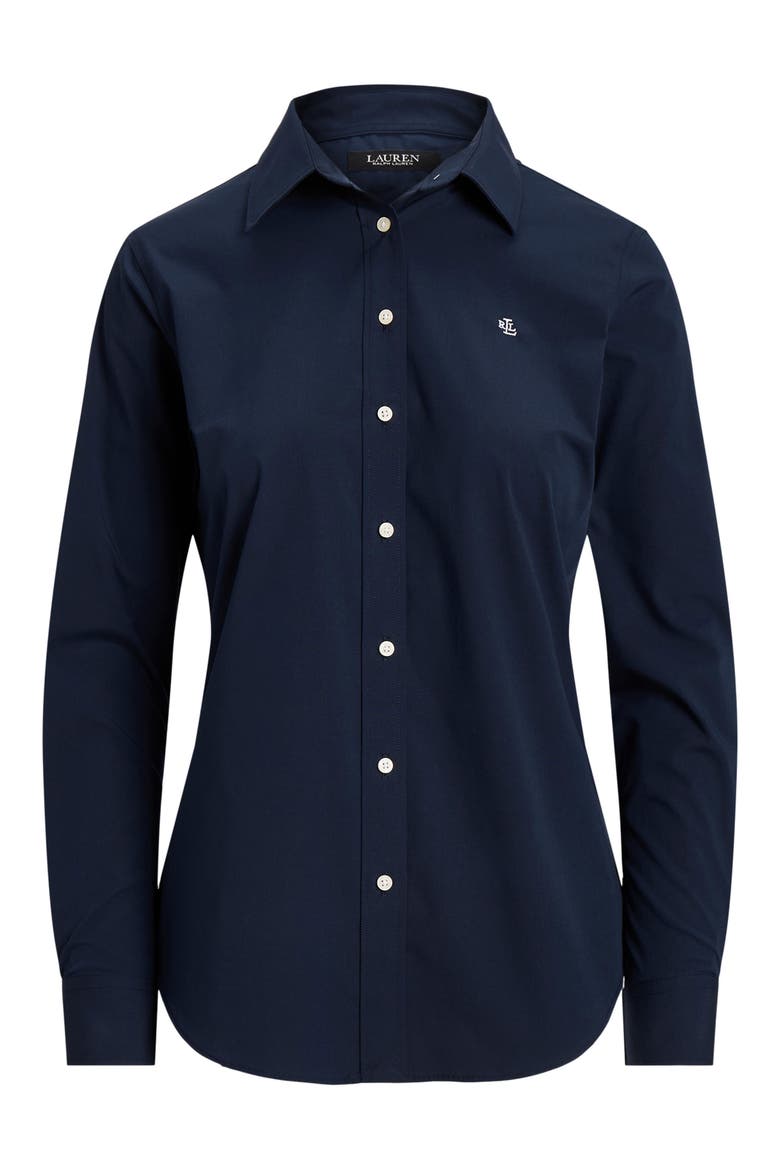 Easy Care Stretch Cotton Shirt, Alternate, color, LAUREN NAVY