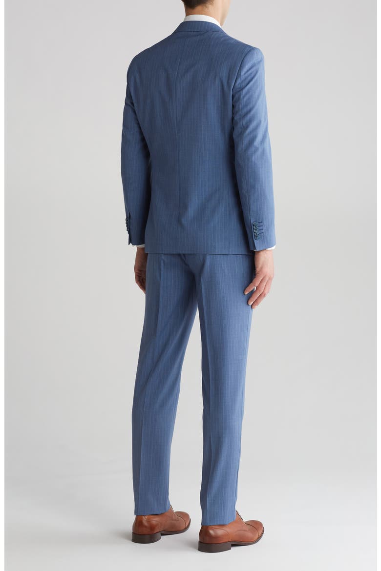 Plaid Trim Fit Wool Blend Two-Piece Suit, Alternate, color, BLUE