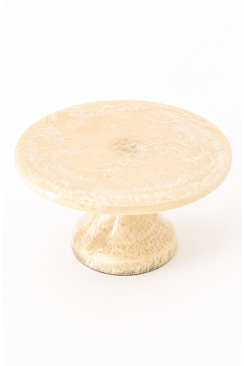 Resin Cake Stand  Marbled Cream Pedestal Dessert Stand, Shatterproof Decorative Cake Display for Weddings, Parties & Luxury Entertaining, Alternate, color, Cream
