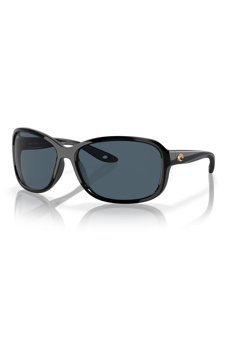 Seadrift 60mm Polarized Square Sunglasses, Alternate, color, BLACK/ GRAY