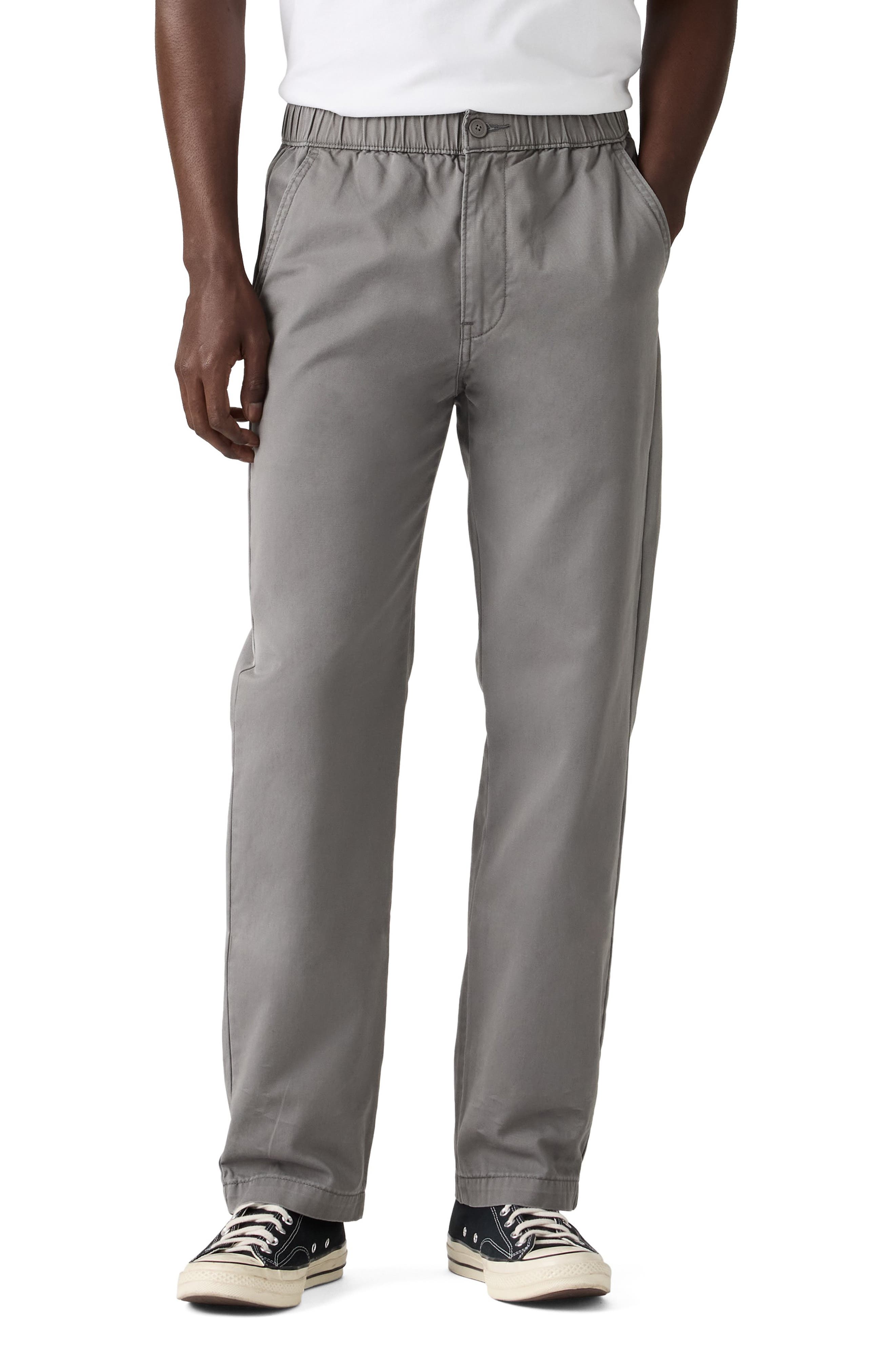 Pull-On Relaxed Straight Leg Twill Pants
