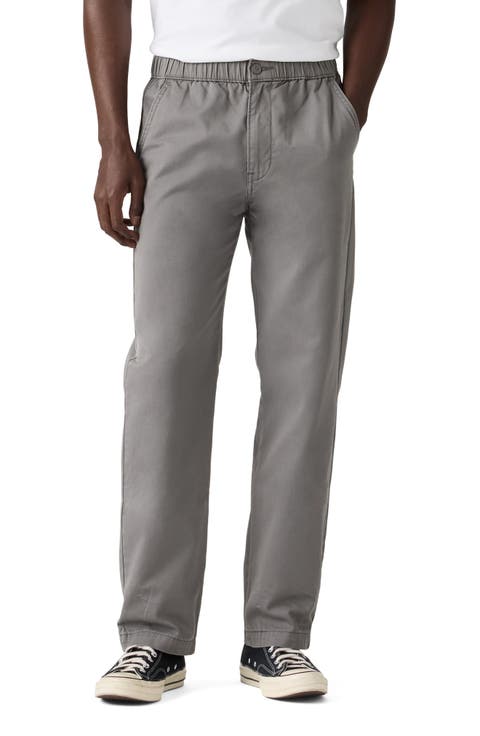 Pull-On Relaxed Straight Leg Twill Pants