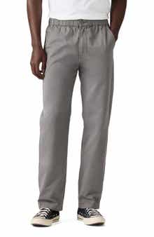Pull-On Relaxed Straight Leg Twill Pants