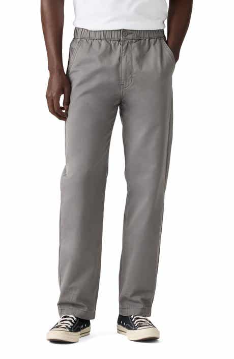 Pull-On Relaxed Straight Leg Twill Pants