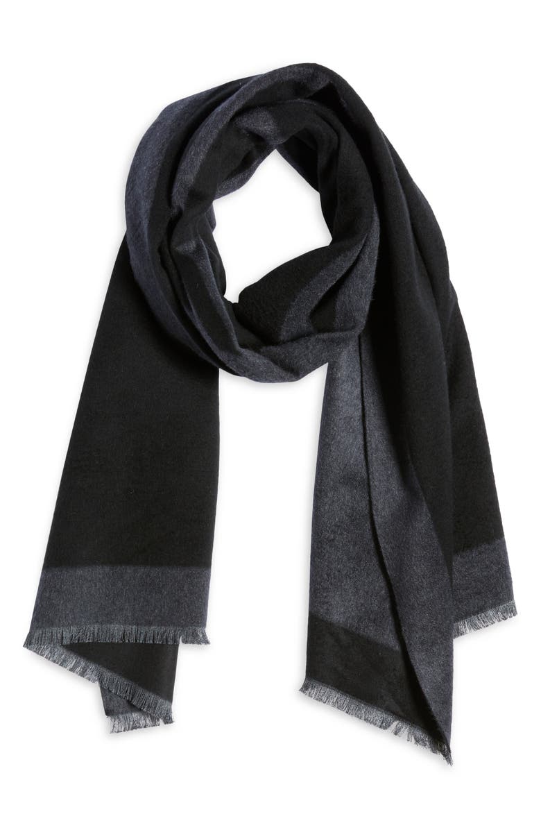 Saint Laurent Cassandre Silk Scarf, Alternate, color, Black/ Dark Grey