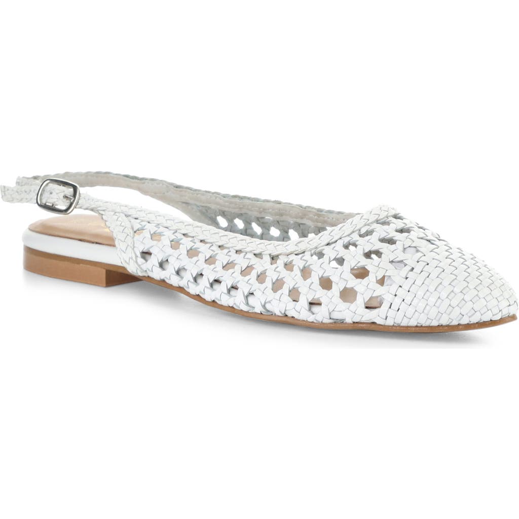 Bos. & Co. Willow Slingback Cap Toe Flat In White