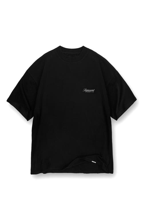 Represent Owners' Club Script Graphic Short Sleeve Sweatshirt In Black