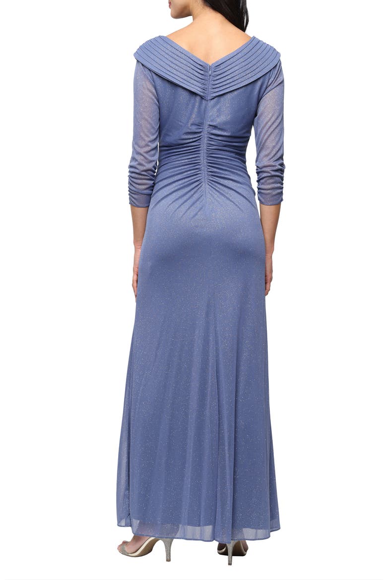 Glitter Portrait Collar Gown, Alternate, color, DUSTY BLUE