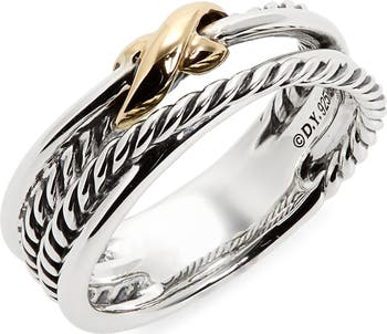 D.Y Sterling silver & 18k pleated gold Ring popular