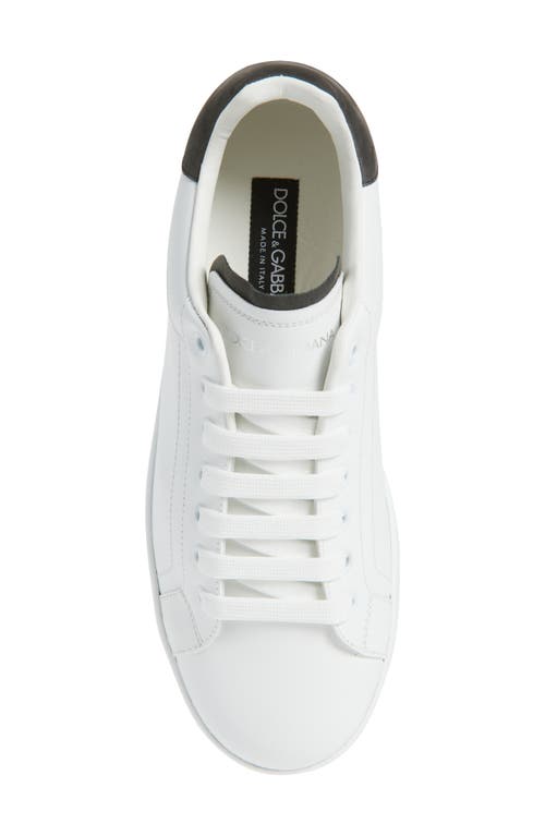 Dolce & Gabbana White Leather Portofino Sneakers In White