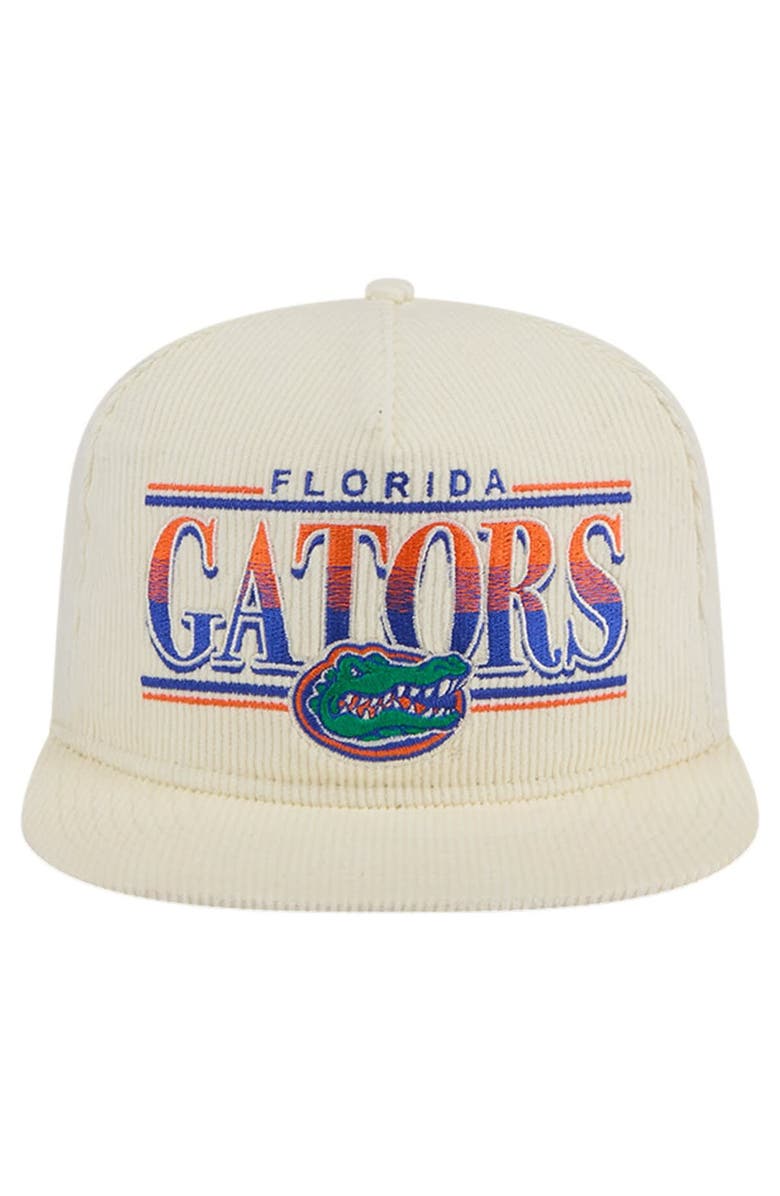 New Era Men's New Era White Florida Gators Throwback Golfer Corduroy Snapback Hat, Alternate, color, 