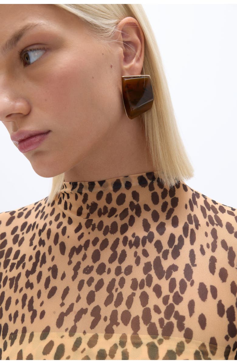 Nocturne Leopard Print Long Sleeve Dress, Alternate, color,