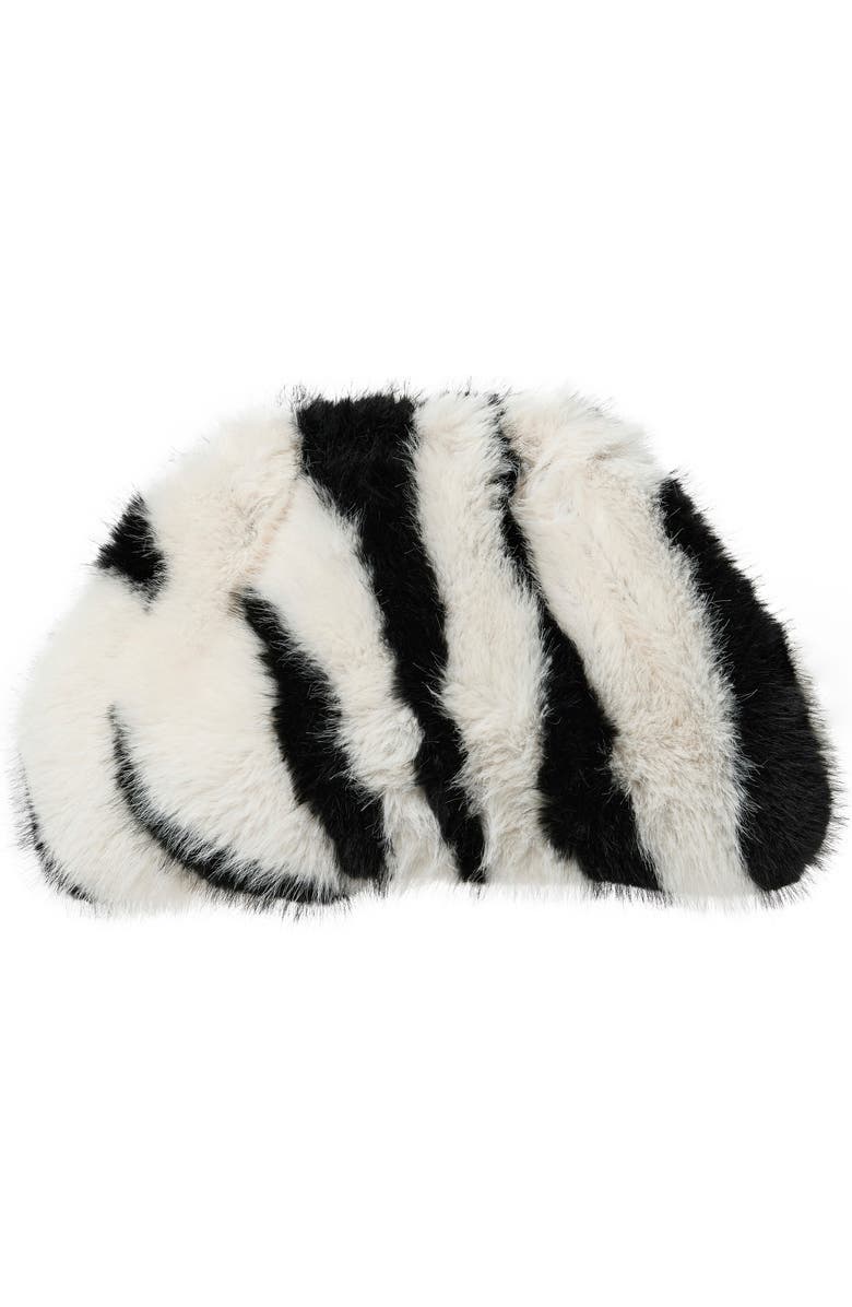 Naked Wardrobe Zebra Faux Fur Large Clutch, Main, color,