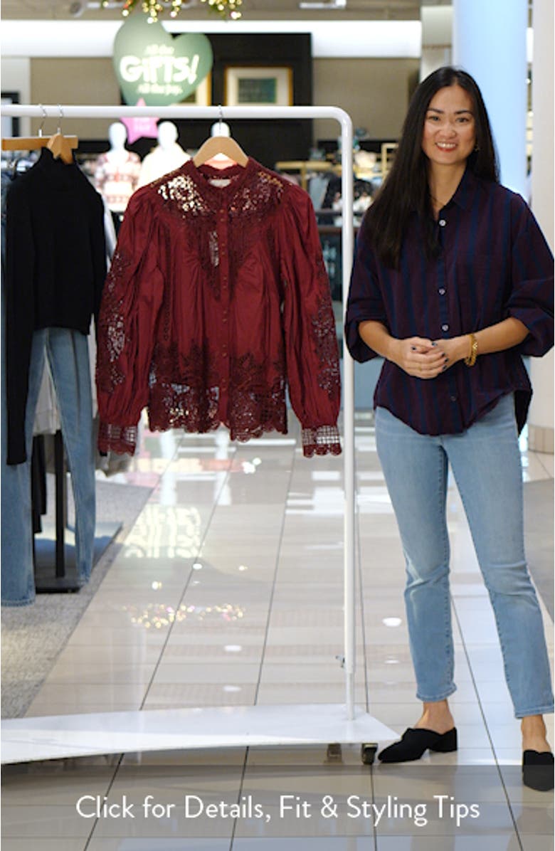 Guipure Lace Cotton Button-Up Shirt, sales video thumbnail