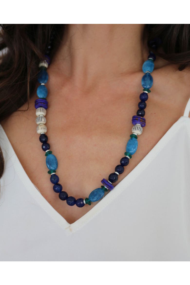 Mare Beaded Necklace, Alternate, color, Cobalt